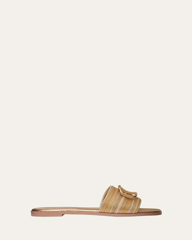 VLogo Metallic Flat Slide Sandals